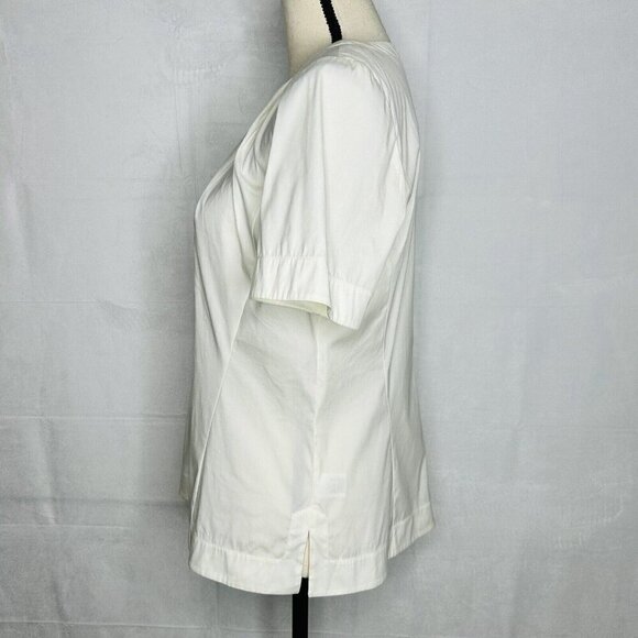 Lafayette 148 Blouse Women's Sz 6 Ivory Back Zip Silver Neck Detail - Picture 6 of 11